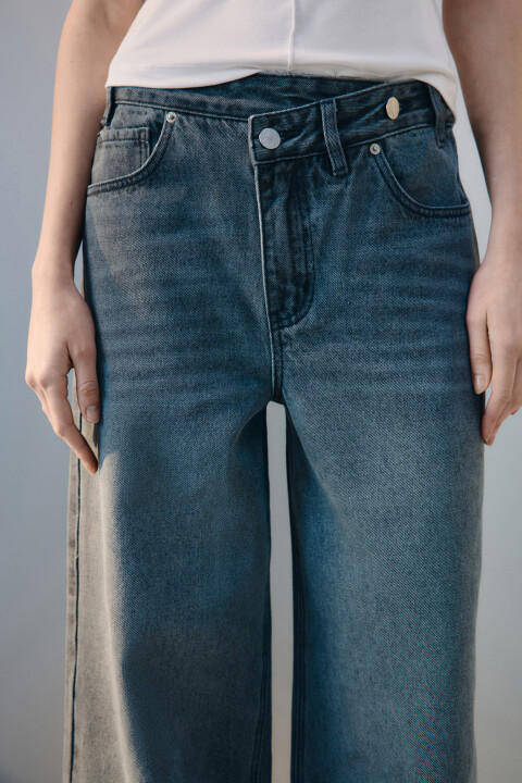 

Джинсы baggy fit с асимметричным поясом, Серый, Джинсы baggy fit с асимметричным поясом