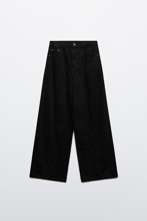 

Джинсы baggy fit со стразами, Черный, Джинсы baggy fit со стразами
