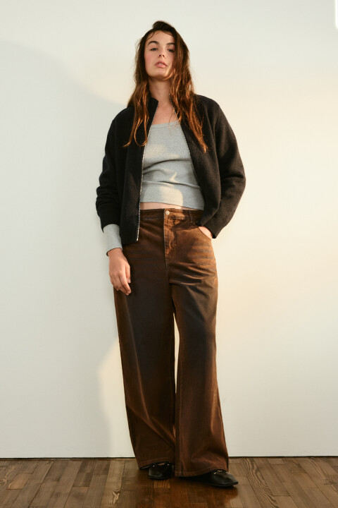 

Джинсы прямые с флоковым покрытием, Коричневый, Джинсы прямые с флоковым покрытием