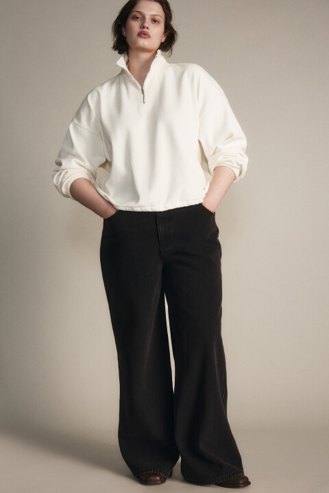 

Джинсы широкие с утеплением, Черный, Джинсы широкие с утеплением