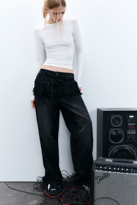 

Джинсы cargo со средней посадкой, Черный, Джинсы cargo со средней посадкой