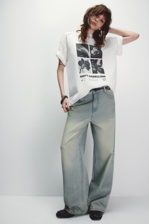 

Джинсы baggy fit с эффектом грязного денима, Темный тинт, Джинсы baggy fit с эффектом грязного денима