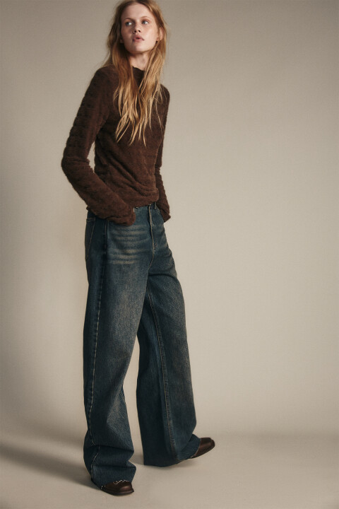 

Джинсы широкие с высокой посадкой, Темный тинт, Джинсы широкие с высокой посадкой