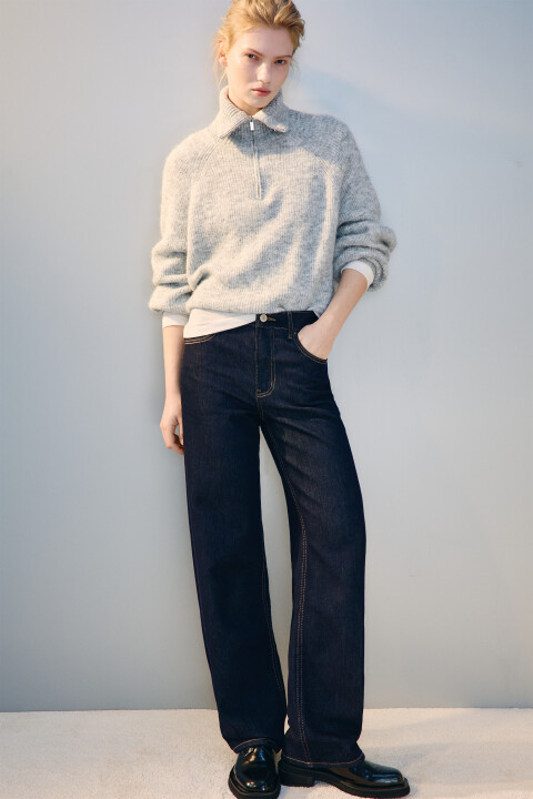 

Джинсы прямые со средней посадкой, Синий, Джинсы прямые со средней посадкой