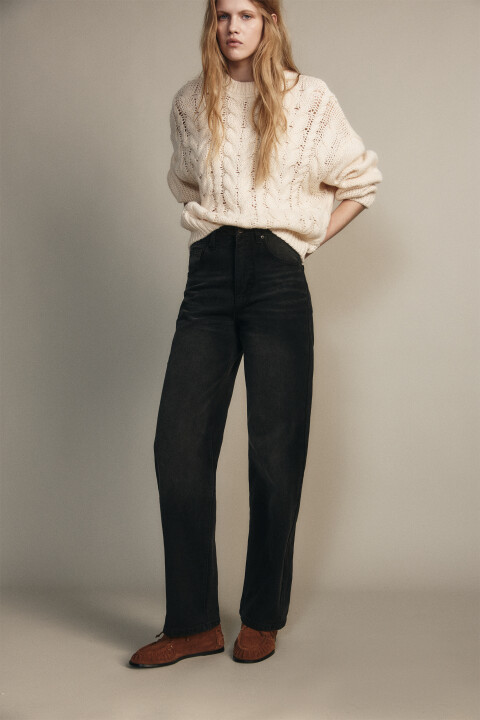 

Джинсы широкие утепленные с начесом, Коричневый, Джинсы широкие утепленные с начесом