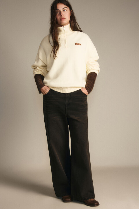 

Джинсы широкие утепленные с начесом, Коричневый, Джинсы широкие утепленные с начесом