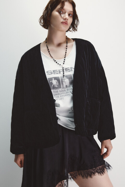 

Жакет oversize бархатный, Черный, Жакет oversize бархатный