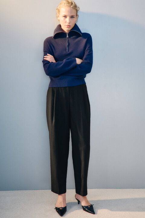 

Брюки широкие со стрелками, Черный, Брюки широкие со стрелками