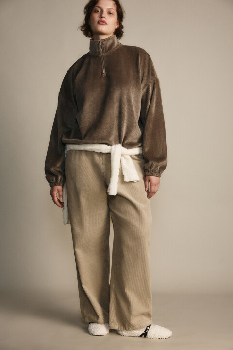 

Брюки широкие хлопковые, Бежевый, Брюки широкие хлопковые