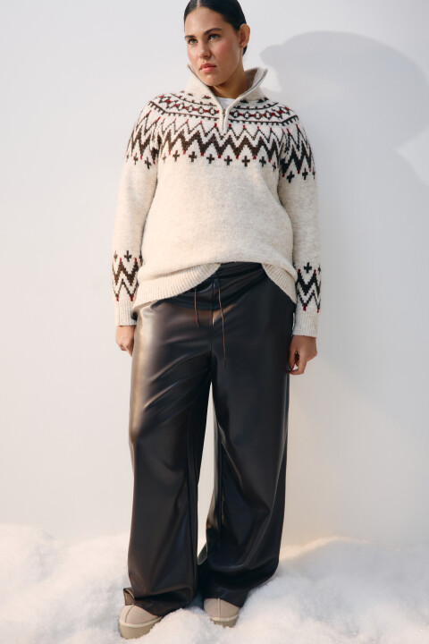 

Брюки широкие с кожаной фактурой, Коричневый, Брюки широкие с кожаной фактурой