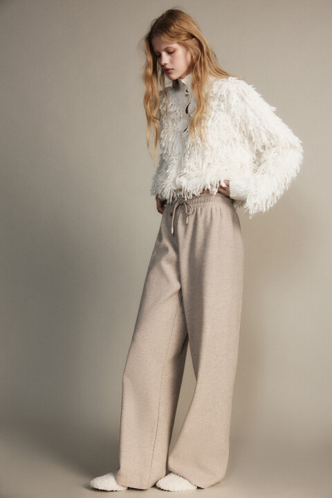 

Брюки из теплого трикотажа, Бежевый, Брюки из теплого трикотажа