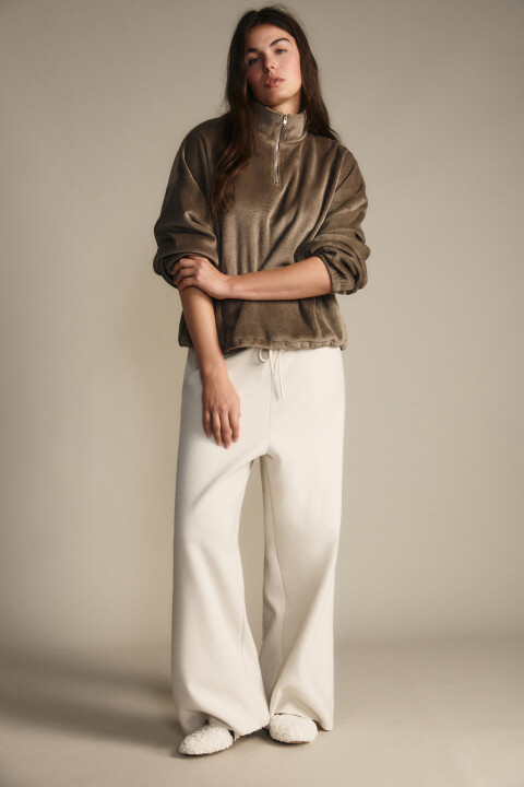 

Брюки из теплого трикотажа, Молочный, Брюки из теплого трикотажа