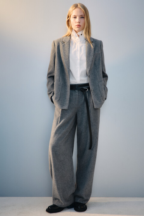 

Брюки широкие из ткани с шерстью, Серый, Брюки широкие из ткани с шерстью