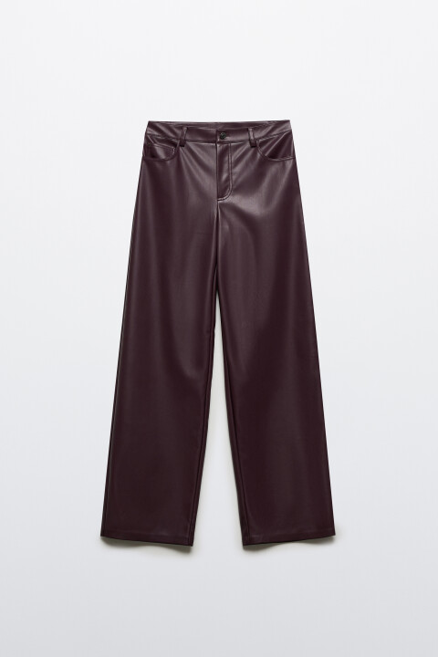 

Брюки широкие с кожаной фактурой, Бордовый, Брюки широкие с кожаной фактурой