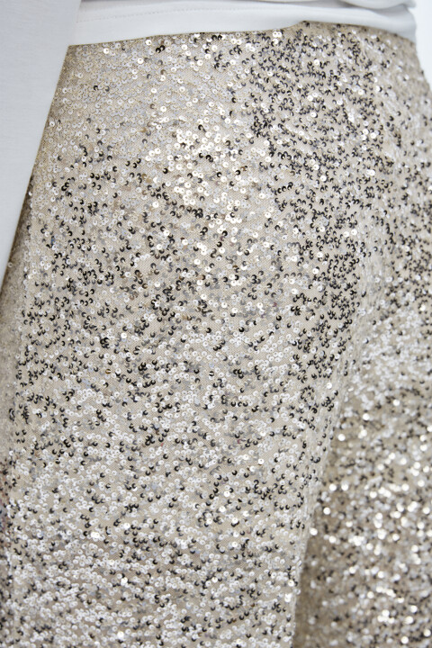 

Брюки широкие с декором из пайеток, Серый, Брюки широкие с декором из пайеток