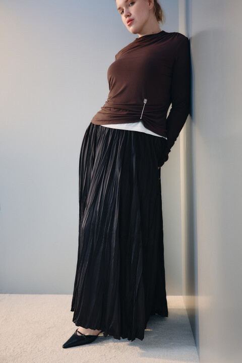 

Юбка-трапеция из жатого атласа, Черный, Юбка-трапеция из жатого атласа