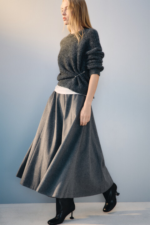 

Юбка-трапеция из теплого трикотажа, Серый, Юбка-трапеция из теплого трикотажа