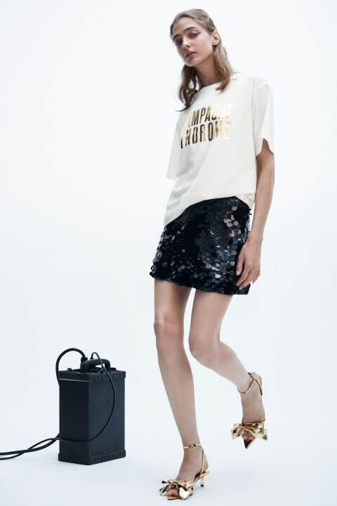 

Юбка-шорты с крупными пайетками, Черный, Юбка-шорты с крупными пайетками