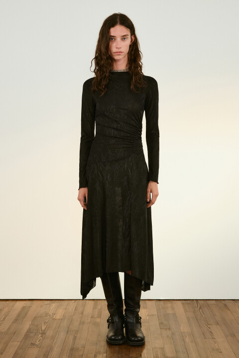 

Платье асимметричное с драпировками, Черный, Платье асимметричное с драпировками