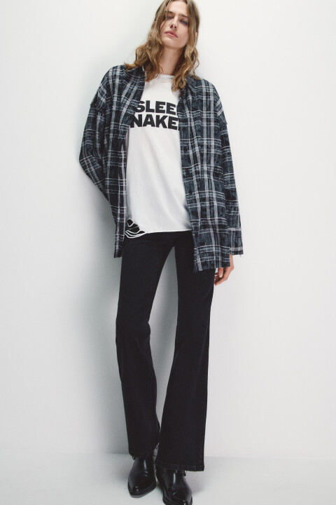 

Рубашка в клетку с состаренным эффектом, Черный, Рубашка в клетку с состаренным эффектом