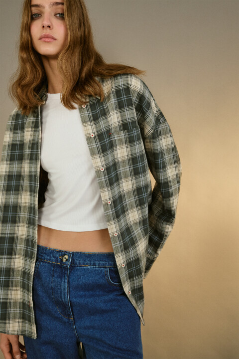 

Рубашка фланелевая в клетку, Зеленый, Рубашка фланелевая в клетку