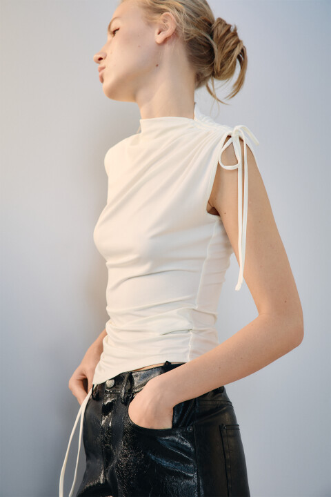 

Блузка-топ с драпировками, Молочный, Блузка-топ с драпировками