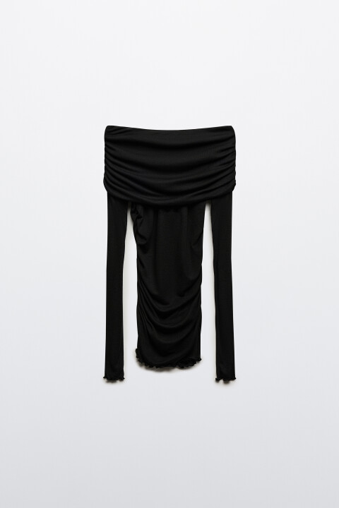 

Топ-лонгслив с открытыми плечами, Черный, Топ-лонгслив с открытыми плечами