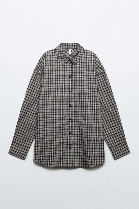 

Рубашка oversize в клетку, Синий, Рубашка oversize в клетку