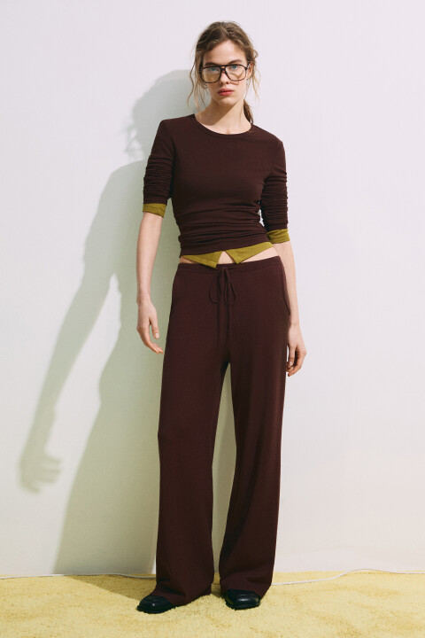 

Брюки трикотажные вязаные прямые на завязках, Серый, Брюки трикотажные вязаные прямые на завязках