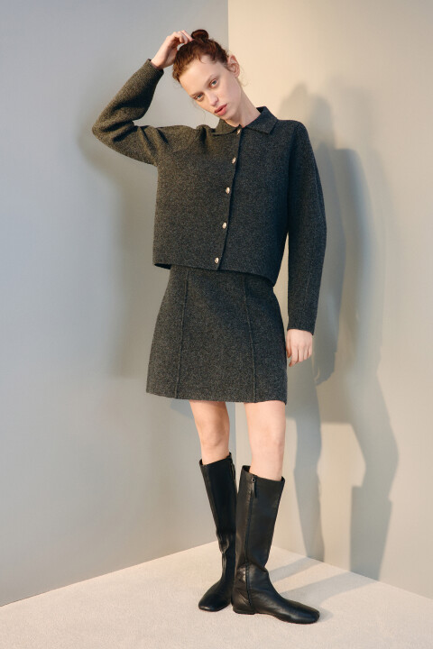 

Юбка-трапеция из вязаного трикотажа, Серый, Юбка-трапеция из вязаного трикотажа