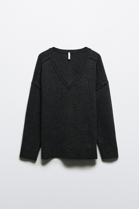 

Джемпер вязаный с V-вырезом, Голубой, Джемпер вязаный с V-вырезом