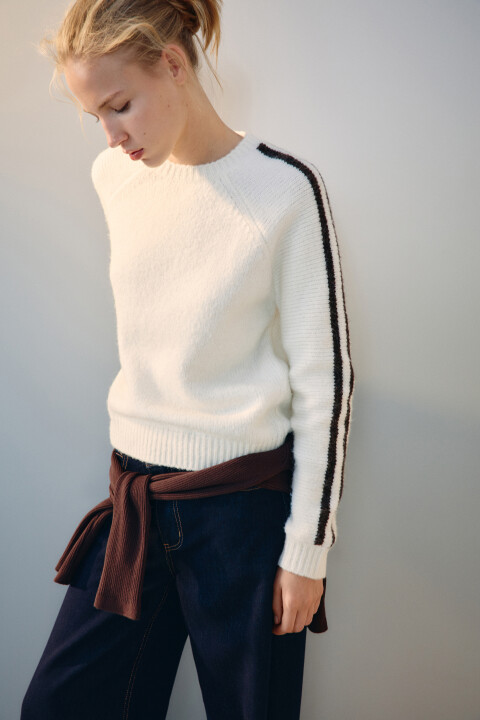 

Джемпер вязаный с шерстью, Молочный, Джемпер вязаный с шерстью