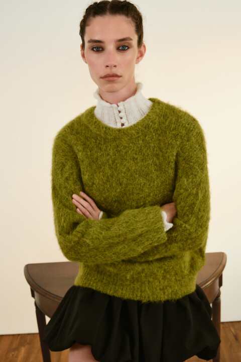 

Джемпер вязаный пушистый с шерстью, Зеленый, Джемпер вязаный пушистый с шерстью