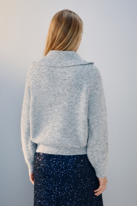 

Джемпер на молнии вязаный с шерстью, Серый, Джемпер на молнии вязаный с шерстью