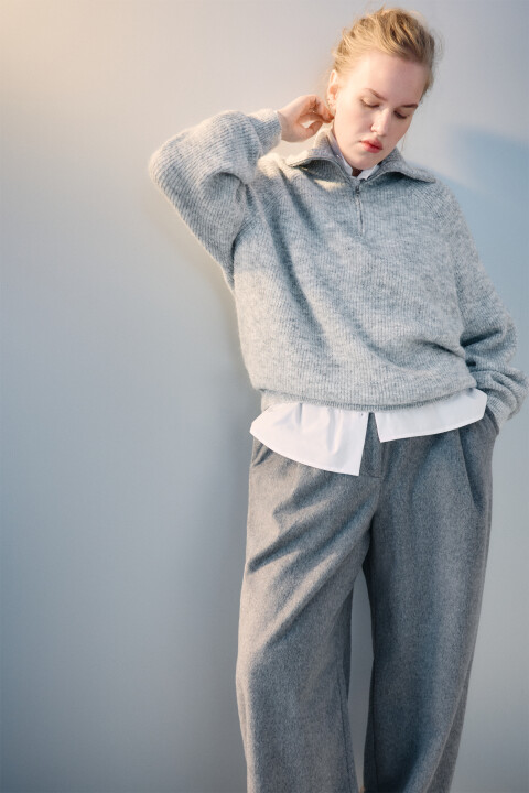 

Джемпер на молнии вязаный с шерстью, Серый, Джемпер на молнии вязаный с шерстью