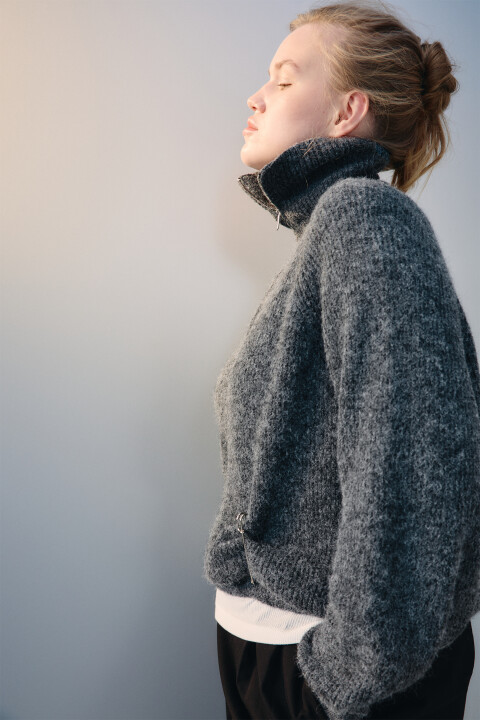 

Джемпер на молнии вязаный с шерстью, Серый, Джемпер на молнии вязаный с шерстью