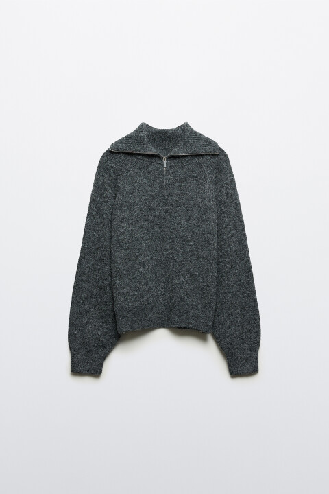 

Джемпер на молнии вязаный с шерстью, Серый, Джемпер на молнии вязаный с шерстью