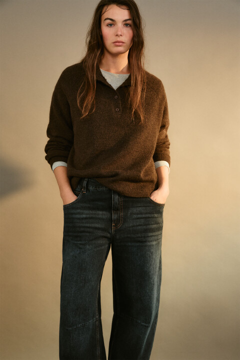 

Джемпер шерстяной с воротником-стойкой, Коричневый, Джемпер шерстяной с воротником-стойкой