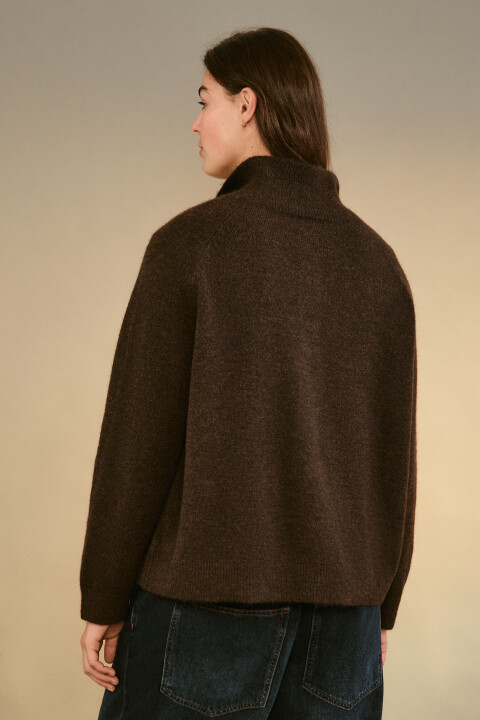 

Джемпер шерстяной с воротником-стойкой, Коричневый, Джемпер шерстяной с воротником-стойкой