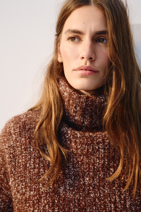 

Свитер свободный с шерстью, Коричневый, Свитер свободный с шерстью