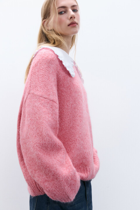 

Джемпер oversize вязаный, Розовый, Джемпер oversize вязаный