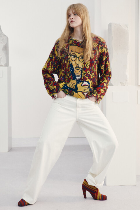 

Джемпер вязаный рваный с принтом, Красный, Джемпер вязаный рваный с принтом