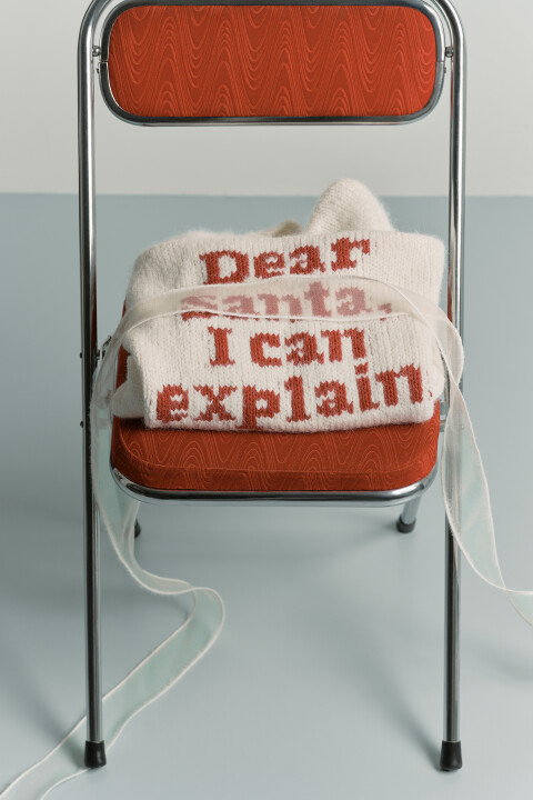 

Джемпер вязаный с надписью, Молочный, Джемпер вязаный с надписью