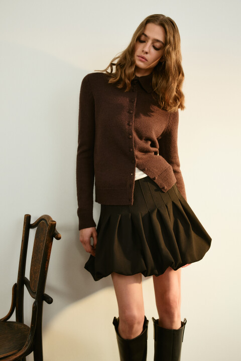 Кардиган короткий с воротником-стойкой