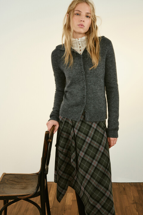 Кардиган короткий с воротником-стойкой