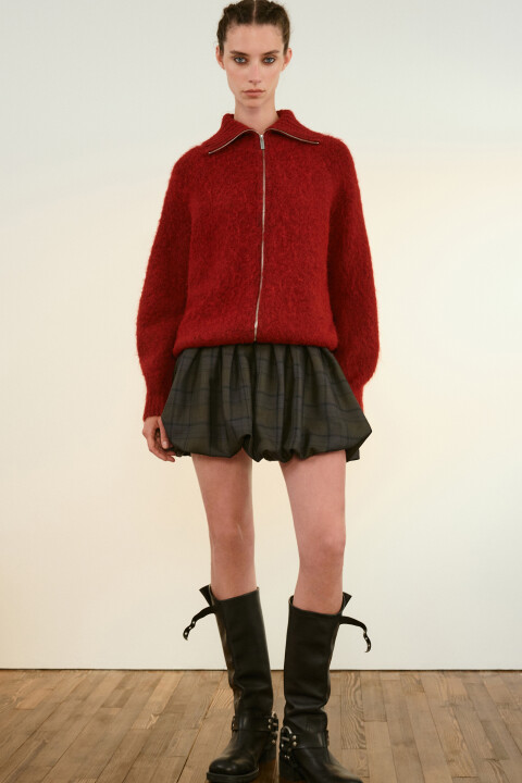 

Кардиган на молнии с воротником-стойкой, Бордовый, Кардиган на молнии с воротником-стойкой