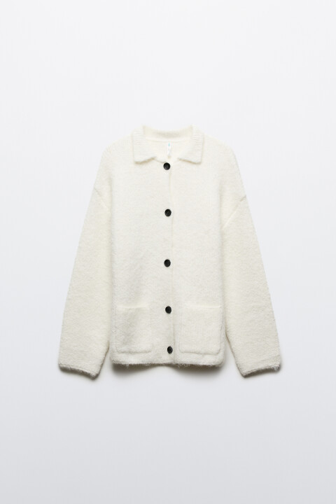 

Кардиган на пуговицах с карманами, Молочный, Кардиган на пуговицах с карманами