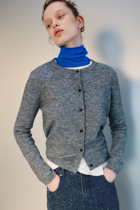 

Кардиган на пуговицах с шерстью, Серый, Кардиган на пуговицах с шерстью