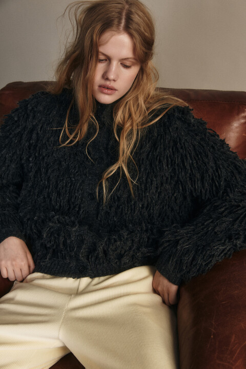 

Кардиган на пуговицах с бахромой, Серый, Кардиган на пуговицах с бахромой