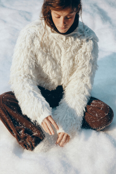 

Кардиган на пуговицах с бахромой, Молочный, Кардиган на пуговицах с бахромой